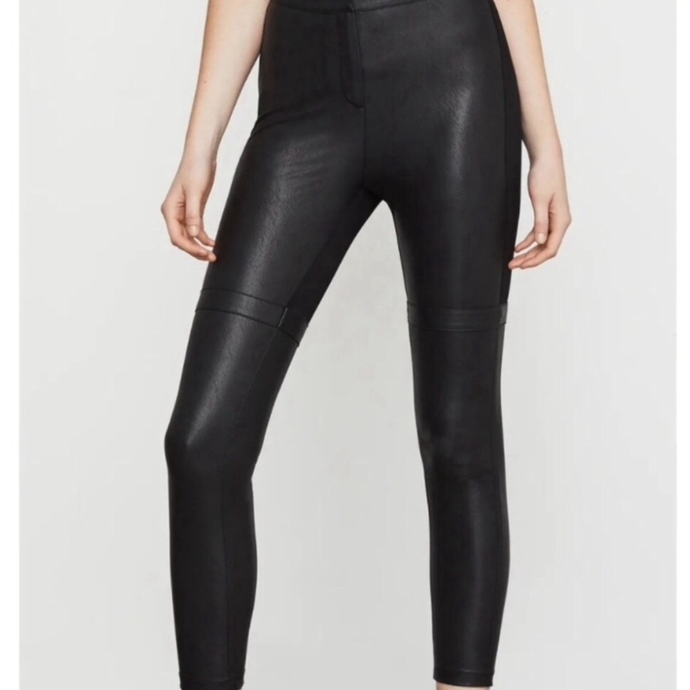 BCBGMaxAzria Vegan Leather Zip Up Ankle Leggings
